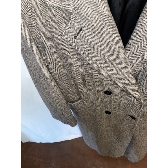 Herman Kay Women’s Overcoat Size 14 Gray Herringbone Wool Blend Going Out Party - Picture 6 of 12